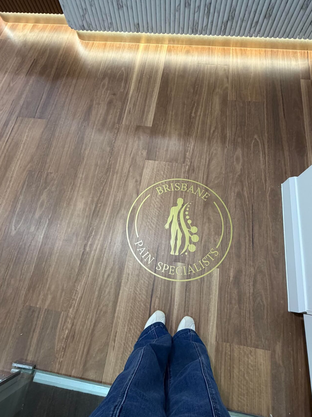 Brisbane Pain Specialists floor vinyl logo