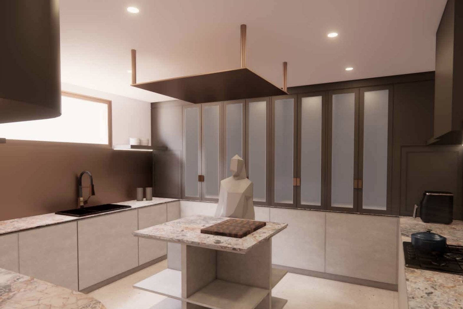 Ascot Residence butlers pantry with dark cabinetry