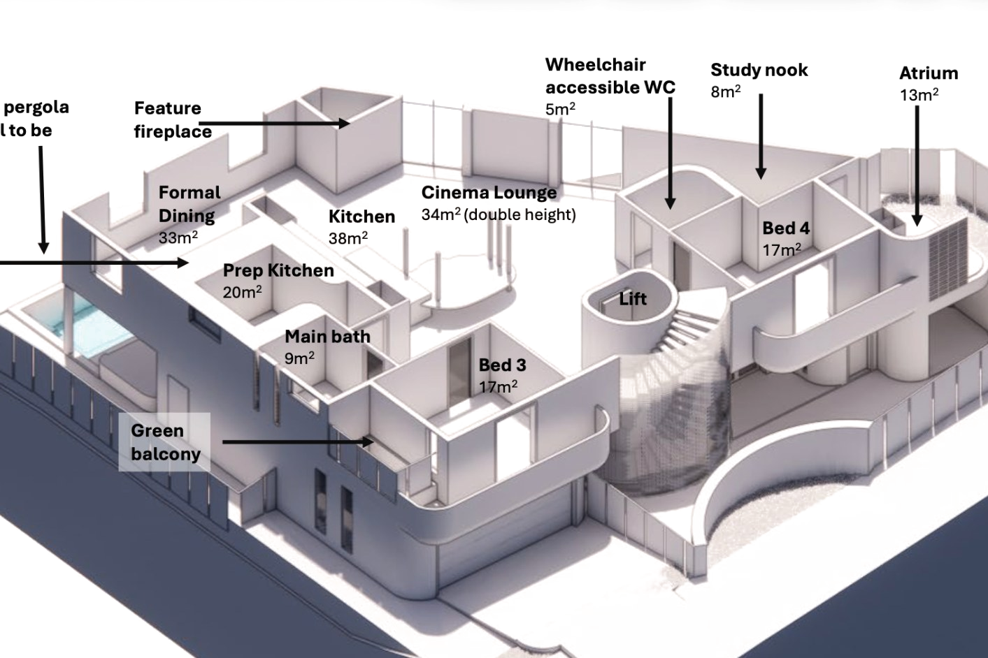 Ascot Residence level one plan axonometric